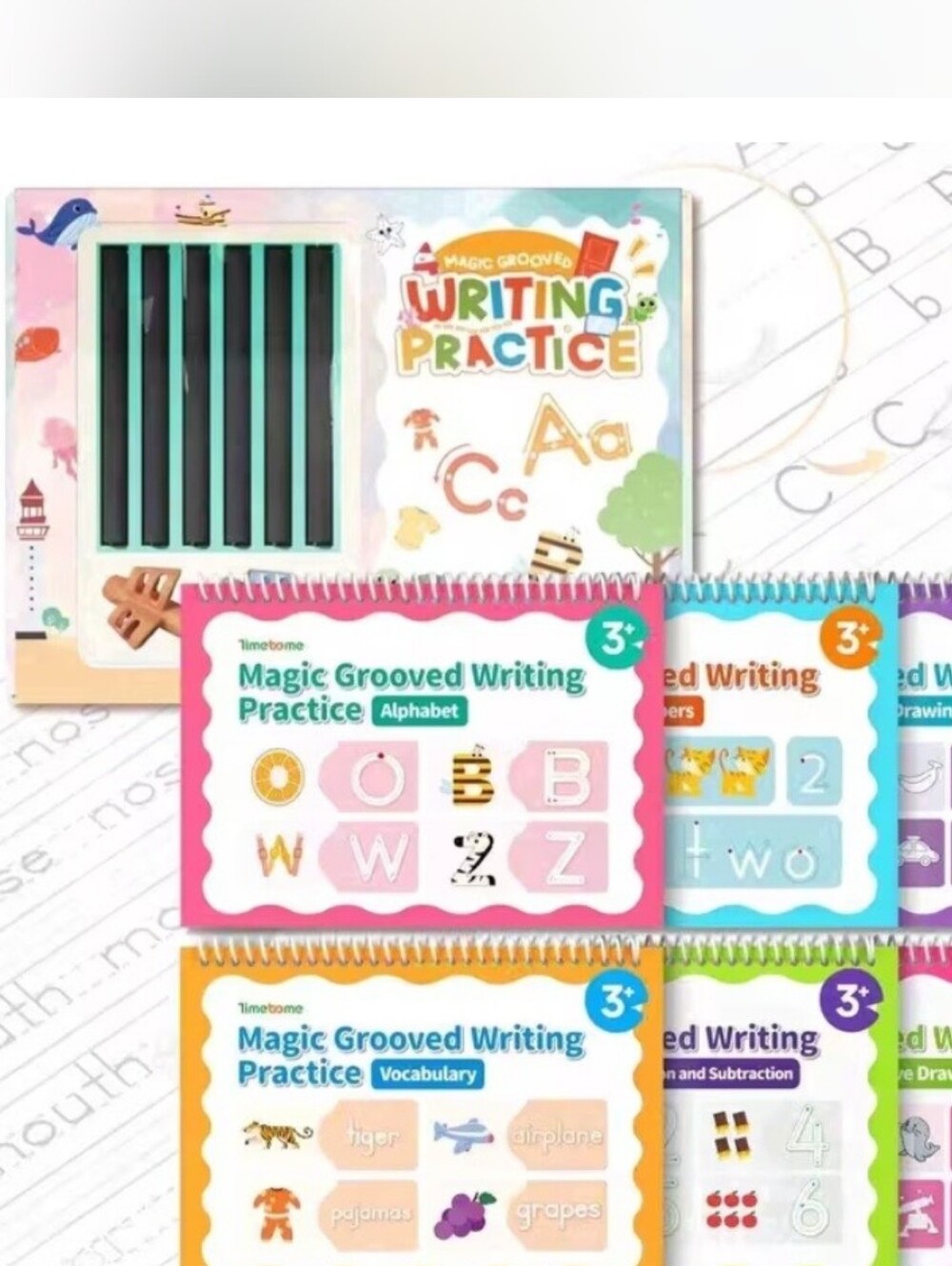 Magic Grooved Writing Practice - Pink/Teal Kids Learning Set